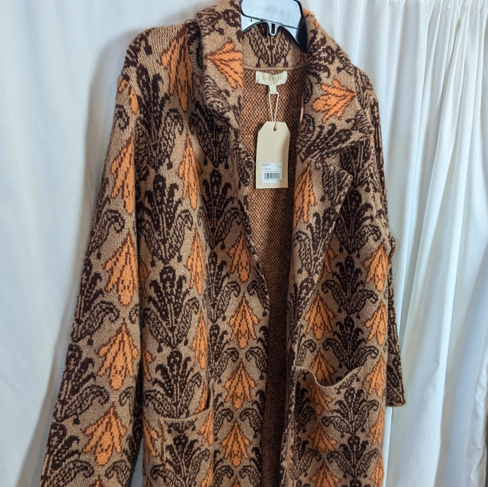 Farmers Market Jacquard Knit Coatigan / Cardigan Coat - Picture 2 of 7